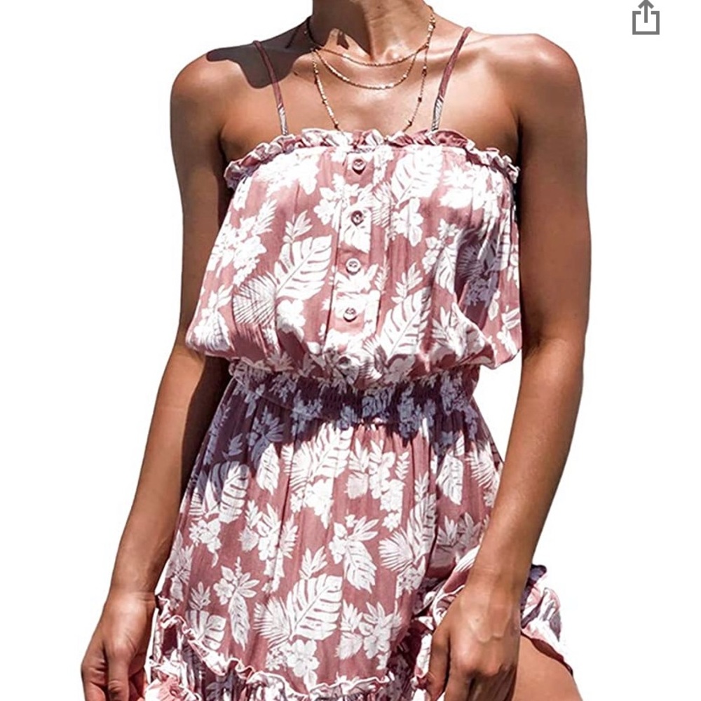 COPY - Removable strap floral boho dress medium